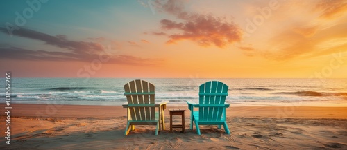 Two chairs on the beach. Va...