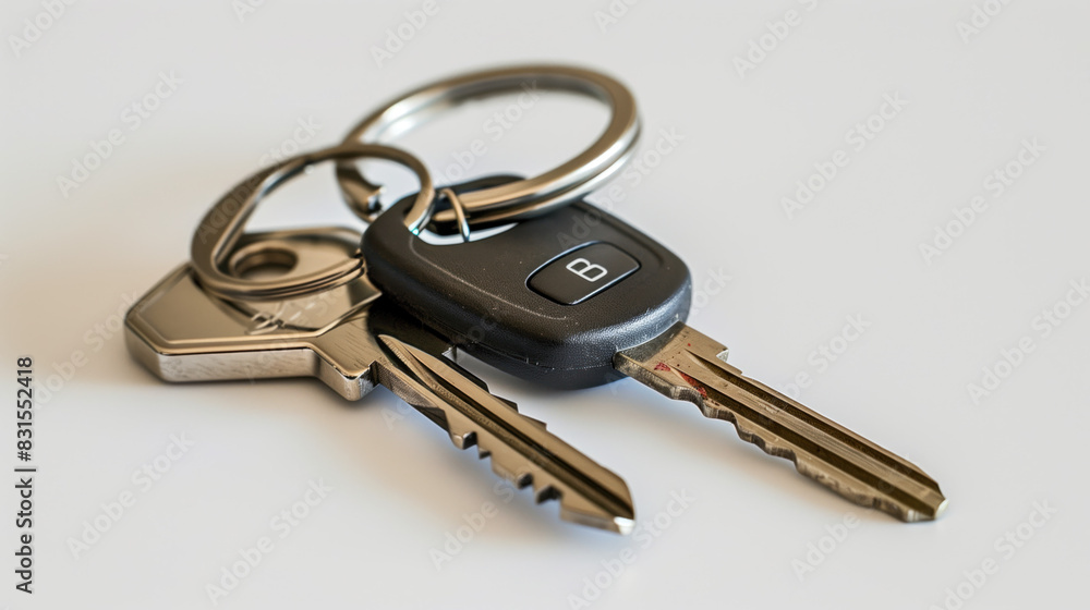 Bunch of keys on white background, symbol of security and access. Bunch of keys on white background, symbol of security and access.