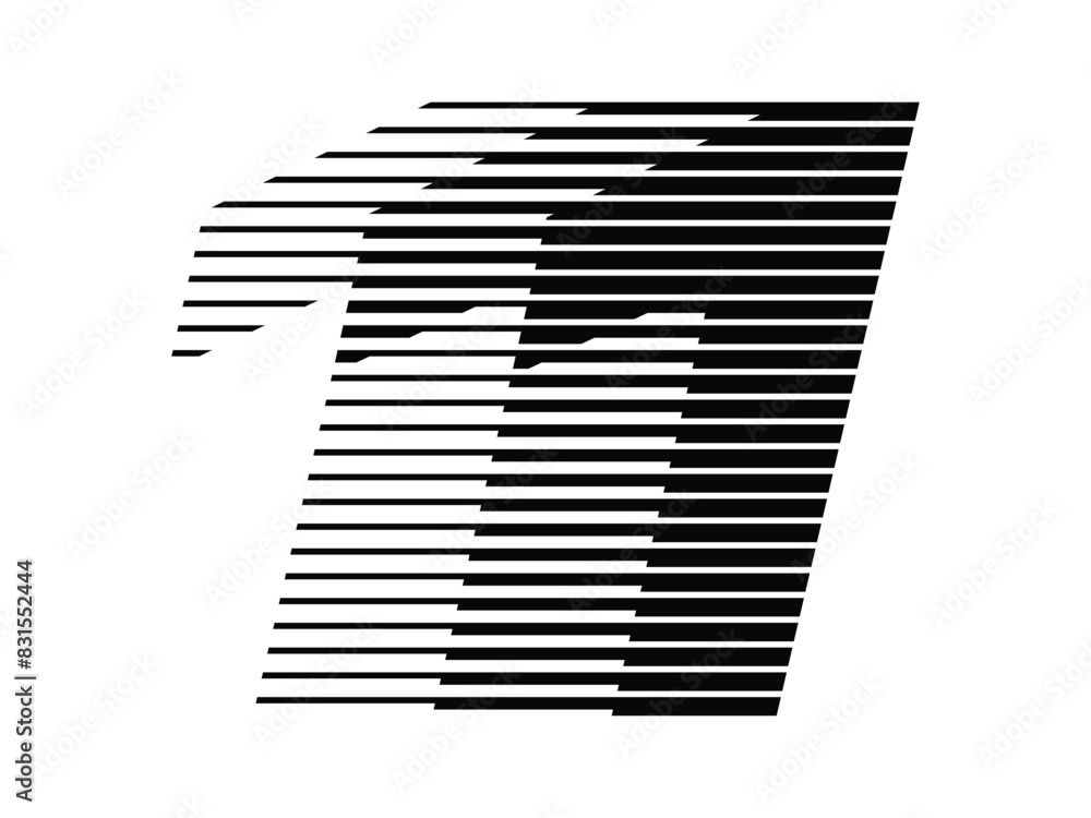 Number 1 with Abstract Line Pattern Number 1 with Abstract Line Pattern