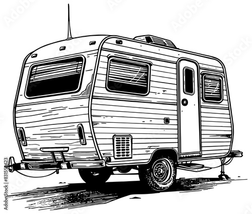 illustration of a camper isolated