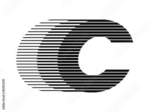 Letter C Logo with Abstract Line Pattern Isolated On White Background