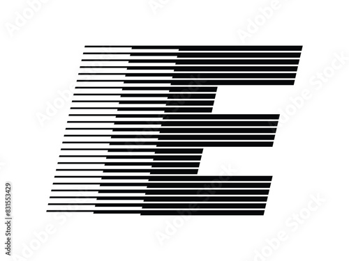 Letter E Initial Monogram Logo Icon Geometric Horizontal Stripe Motion Speed Lines © Leksono