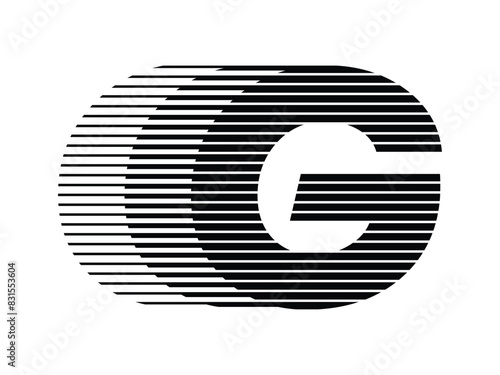 Letter G Logo with Abstract Line Pattern Isolated On White Background