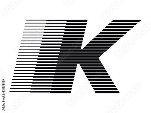Letter K Logo with Abstract Line Pattern