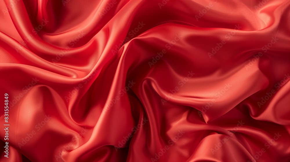 Texture background of a silk cloth with a red color and soft folds Texture background of a silk cloth with a red color and soft folds