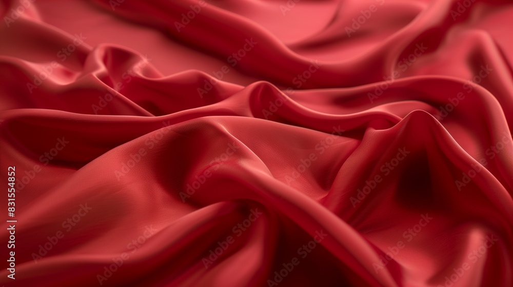 Texture background of a silk cloth with a red color and soft folds Texture background of a silk cloth with a red color and soft folds
