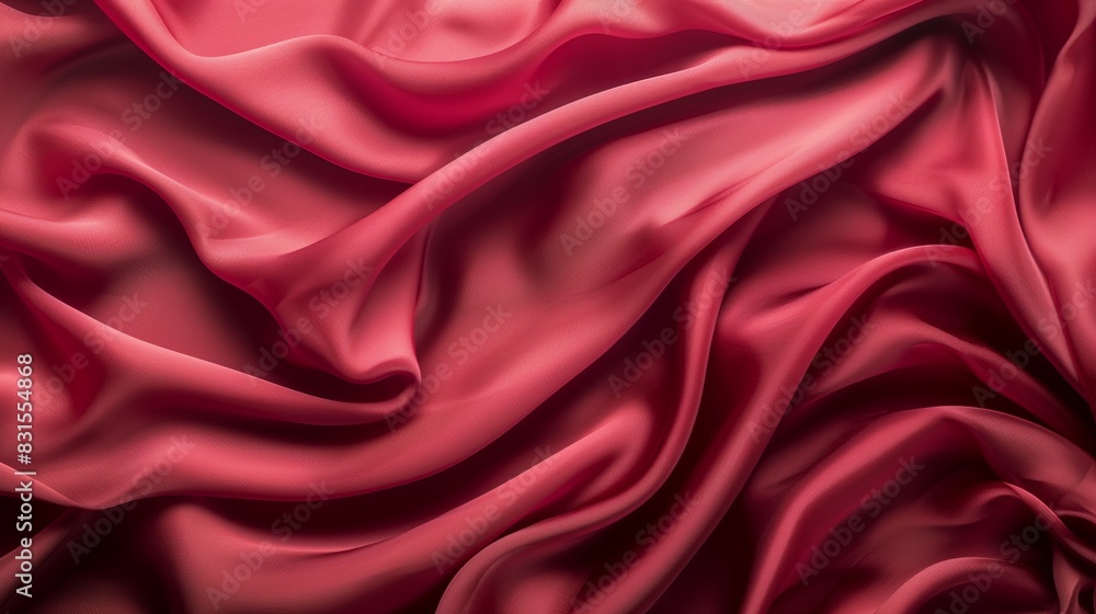 Texture background of a silk cloth with a red color and soft folds Texture background of a silk cloth with a red color and soft folds