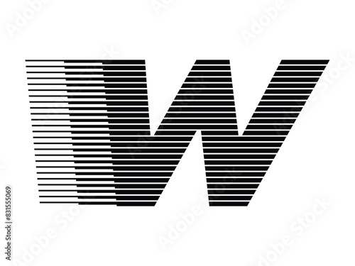 Letter W Logo with Abstract Line Pattern Isolated On White Background