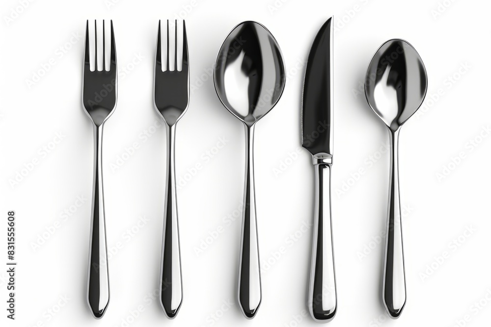 Set of cutlery spoon fork and knife stainless steel isolated on white background1 Set of cutlery spoon fork and knife stainless steel isolated on white background1