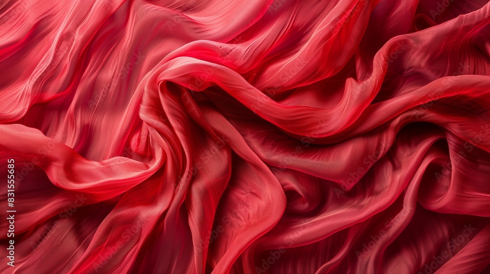 Obraz premium Texture background of a silk cloth with a red color with gentle lighting