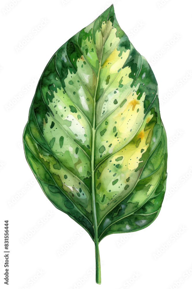 Naklejka premium Dieffenbachia Leaf, Watercolor tropical Border, watercolor illustration,
