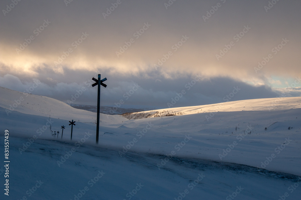 Kungsleden trail in winter near Hemavan, Sweden Kungsleden trail in winter near Hemavan, Sweden