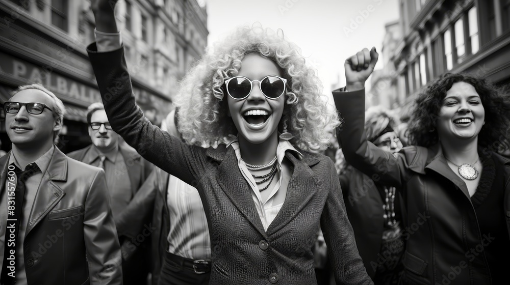 Multiracial peace activists marching with signs in anti war protest against conflict Multiracial peace activists marching with signs in anti war protest against conflict
