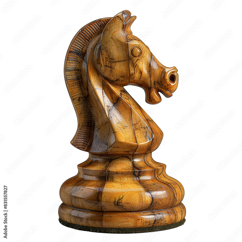 A polished chess piece, extracted from the backdrop, isolated with no background. Concept of strategy. Generative Ai. A polished chess piece, extracted from the backdrop, isolated with no background. Concept of strategy. Generative Ai.