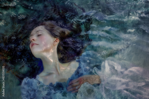 Floating in a Dream. A young woman sleeps and dreams of floating in the sea.