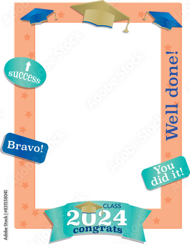 Class of 2024 graduate selfie frame in coral color
