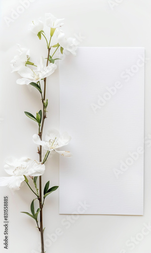 White flower with greeting card