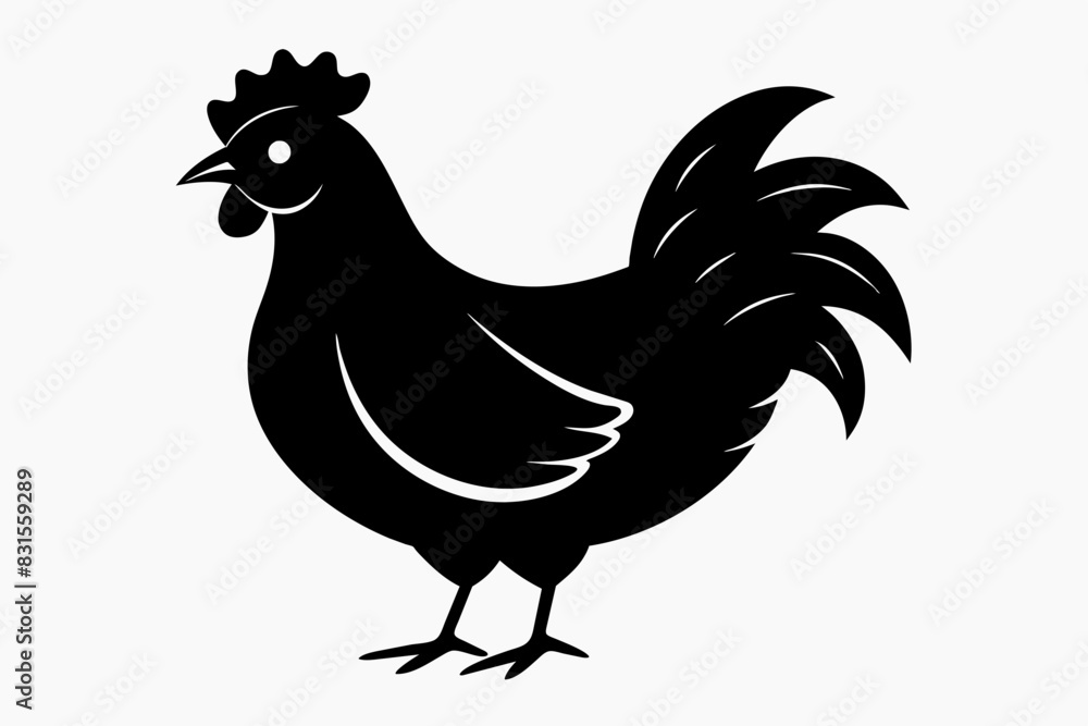 chicken-silhouette-black-different-style-vector illustration 