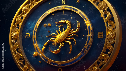 Zodiac sign Cancer golden on a dark background horoscope © tanya78