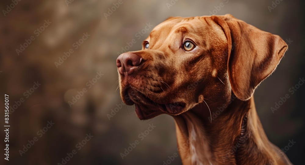 Portrait of an adorable magyar vizsla looking curiously. Portrait of an adorable magyar vizsla looking curiously.