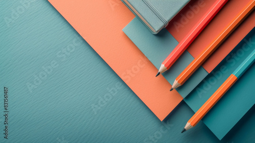 modern and minimalistic education background forming abstract shapes of school supplies