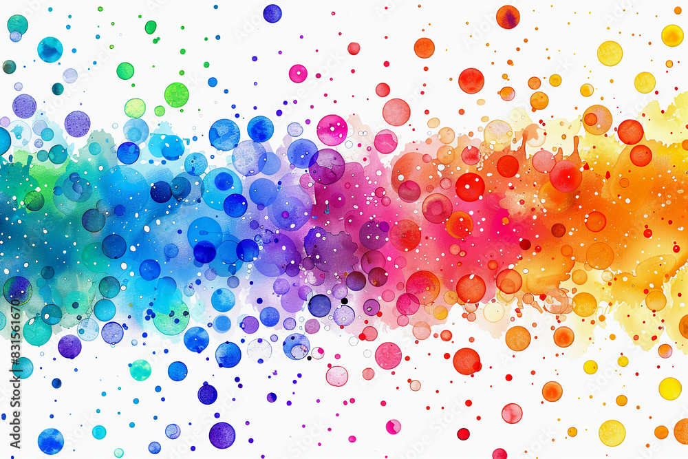 Seamless rainbow colored small polka dot pattern on white background. Seamless rainbow colored small polka dot pattern on white background.