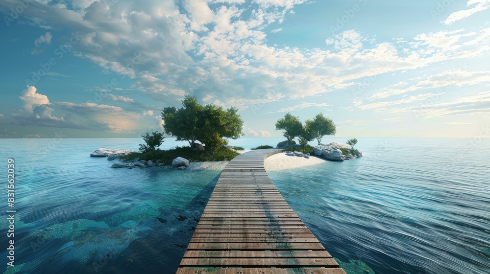 Obraz premium A tiny span over the ocean allowing access to an island