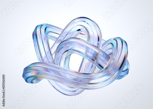 Abstract glass shape on white background, 3d render