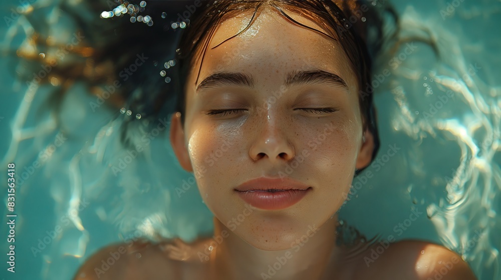 Young Woman Relaxing in Swimming Pool Young Woman Relaxing in Swimming Pool