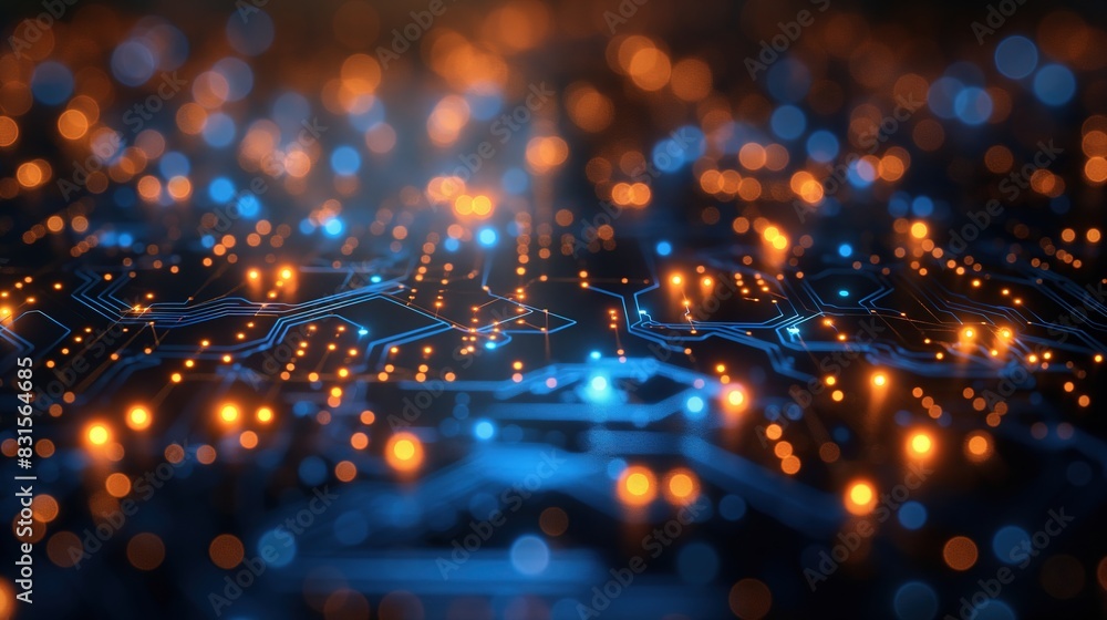 Abstract Futuristic Circuit Board with LED Lights Abstract Futuristic Circuit Board with LED Lights
