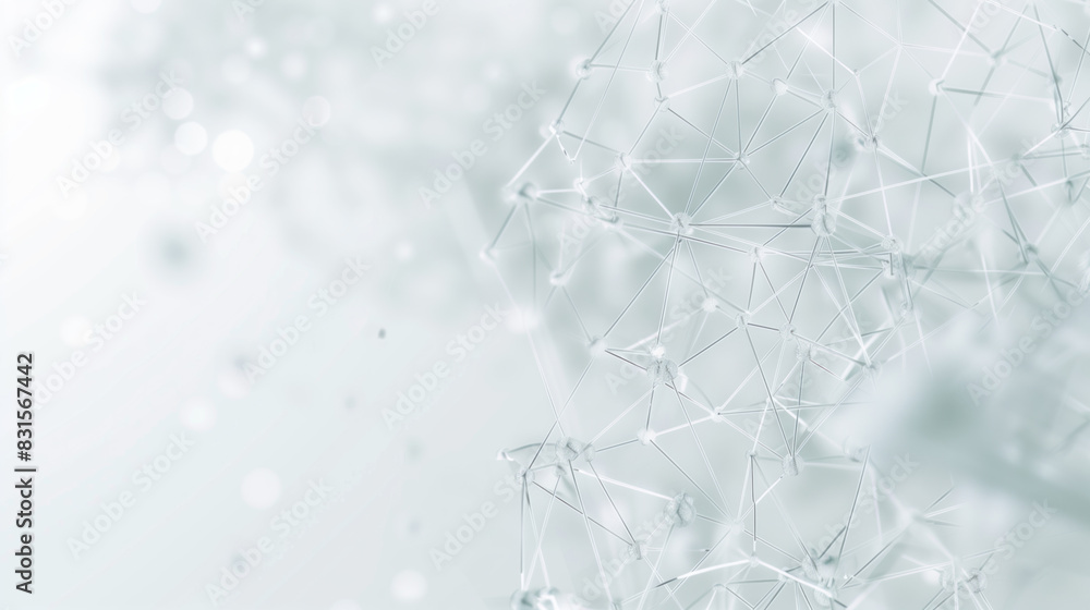 Futuristic white abstract network with geometric connections