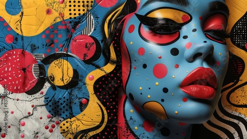 Woman face in the pop art style