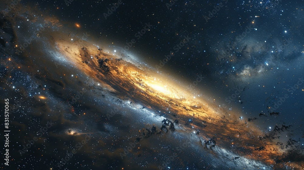 Galaxy Panorama: Universe Filled with Stars and Nebulae