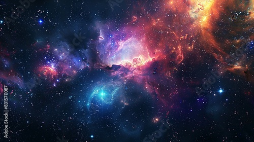 Galaxy Panorama: Universe Filled with Stars and Nebulae