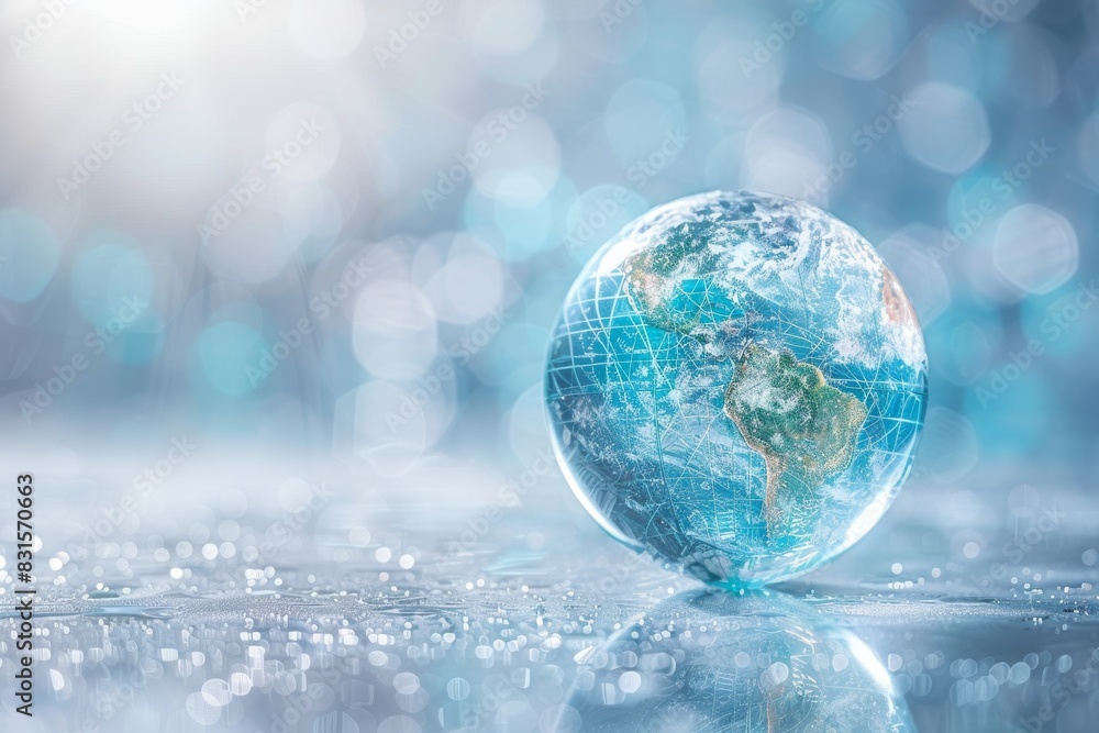 Crystal Clear Globe Representing Global Economy Crystal Clear Globe Representing Global Economy