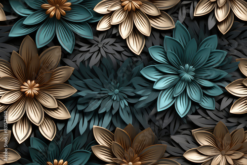 3D floral seamless pattern with harmonious colors, ready for full-print pattern design © hamzahalderad