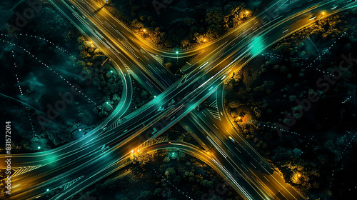 Freeway Light Trails Abstract Art