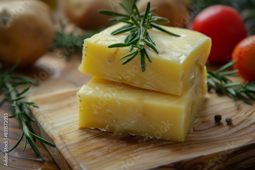 yellow Maasdam cheese with rosemary