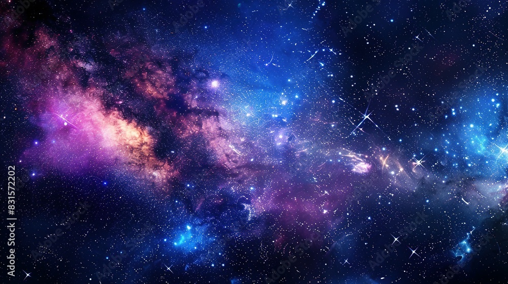Nebulae and Stars in Space: Panoramic Galaxy View