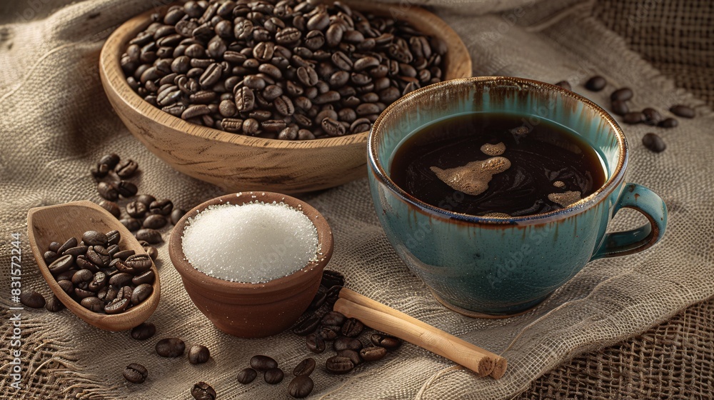 Fototapeta premium cup of coffee with beans