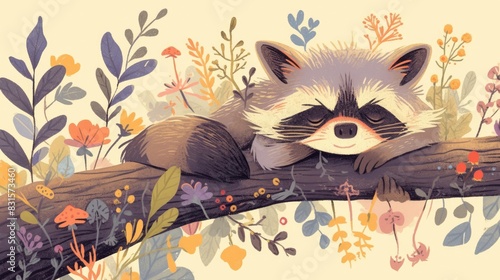 Adorable raccoon illustration