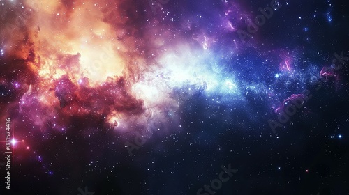 Nebulae and Stars in Space  Panoramic Galaxy View