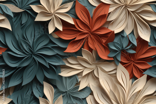 3D floral seamless pattern with harmonious colors  ready for full-print pattern design