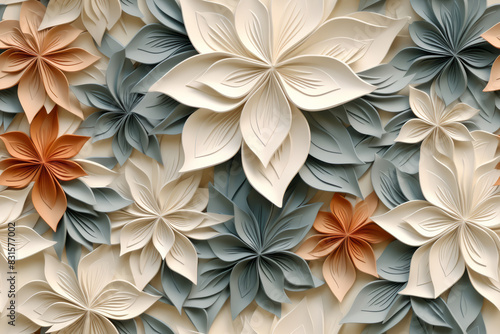 3D floral seamless pattern with harmonious colors  ready for full-print pattern design