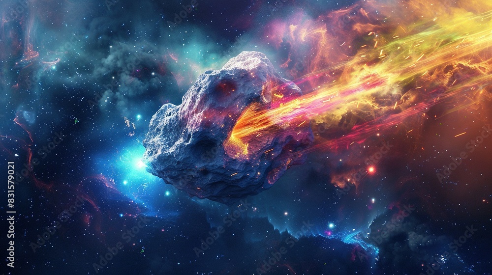Bright Abstract Space: Burning Comet and Laser Flash Bright Abstract Space: Burning Comet and Laser Flash
