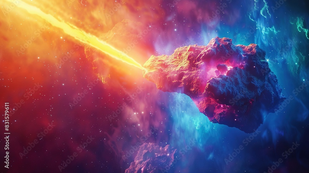 Cosmic Abstract Background: Comet and Laser Through Stone Cosmic Abstract Background: Comet and Laser Through Stone