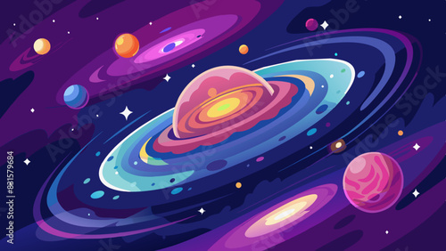 Vía láctea con planetas estrellados