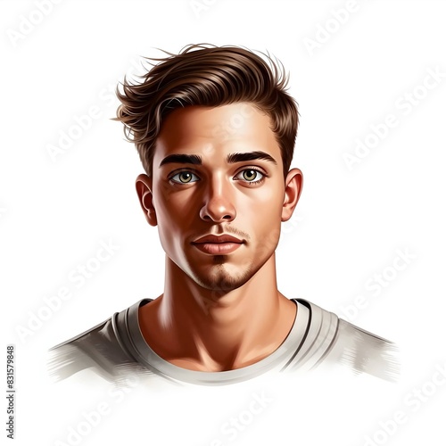 portrait of a handsome young man isolated on a white background photo