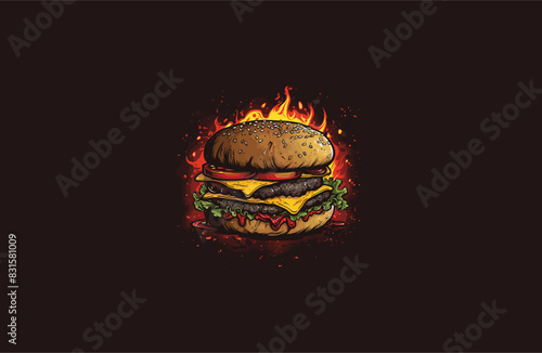 Burger logo design template vector illustration