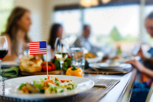 Wallpaper Mural An American flag with a family enjoying a meal for Independence Day Torontodigital.ca